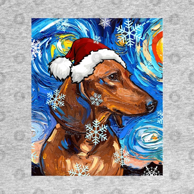 Brown Short Hair Dachshund Santa by sagittariusgallery